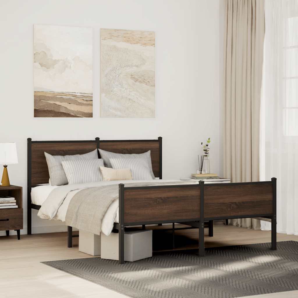 Giroletto senza Materasso in Metallo Rovere Marrone 140x200 cm