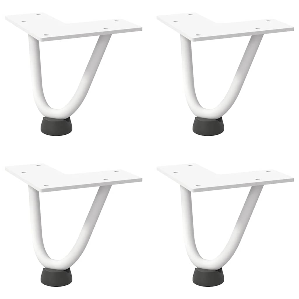 Gambe a forcina per tavolino 4 pz bianche 10 cm in acciaio massiccio