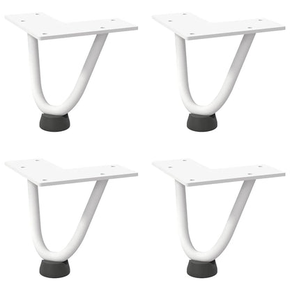 Gambe a forcina per tavolino 4 pz bianche 10 cm in acciaio massiccio