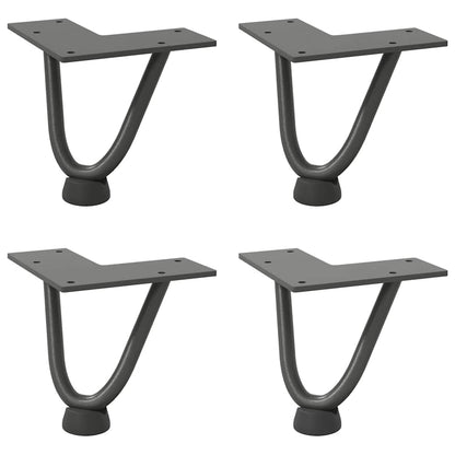 Gambe a forcina per tavolino 4 pz antracite 10 cm acciaio massiccio