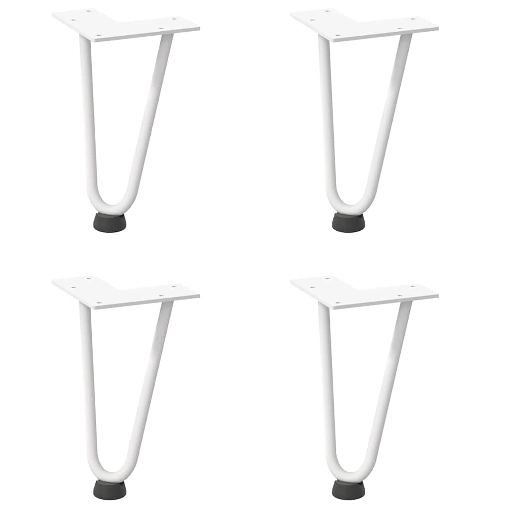 Gambe a forcina per tavolino 4 pz bianche 20 cm in acciaio massiccio
