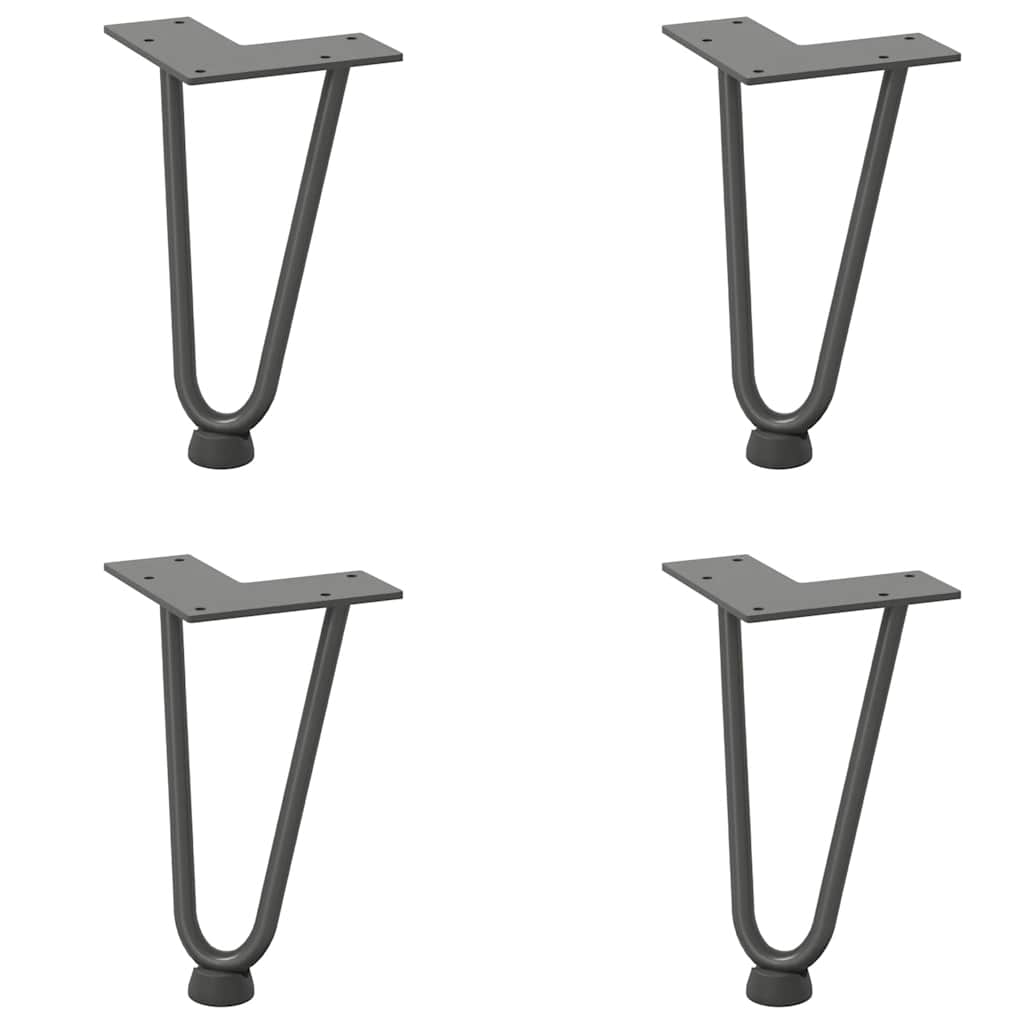 Gambe a forcina per tavolino 4 pz antracite 20 cm acciaio massiccio