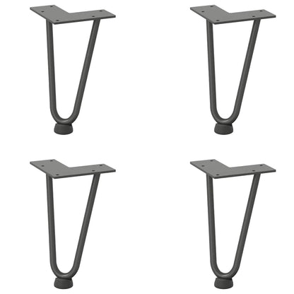 Gambe a forcina per tavolino 4 pz antracite 20 cm acciaio massiccio