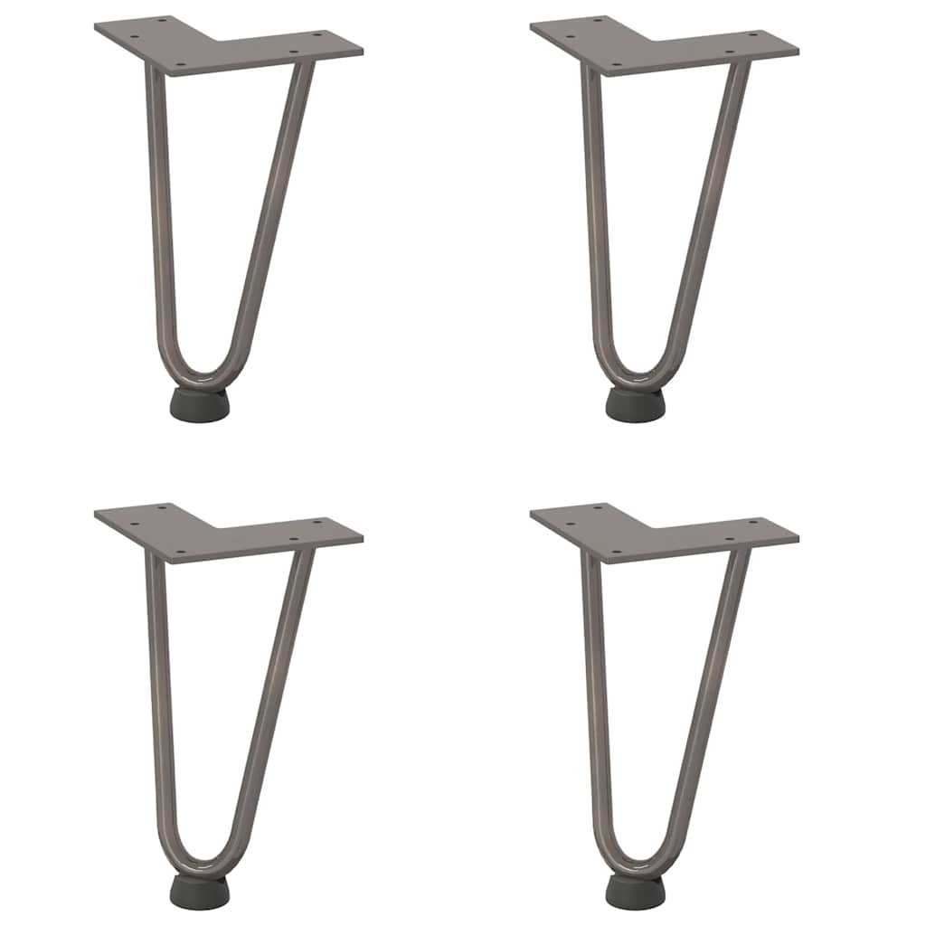 Gambe a forcina per tavolino 4 pz in acciaio naturale 20 cm in acciaio massiccio
