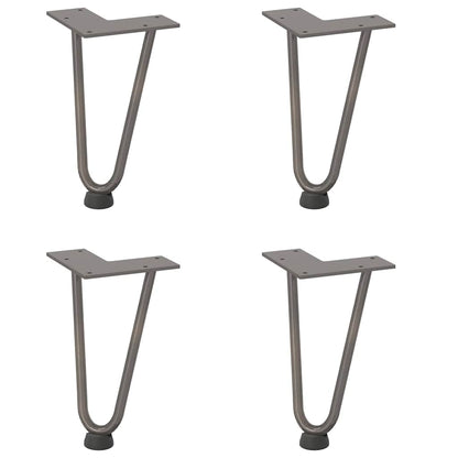 Gambe a forcina per tavolino 4 pz in acciaio naturale 20 cm in acciaio massiccio