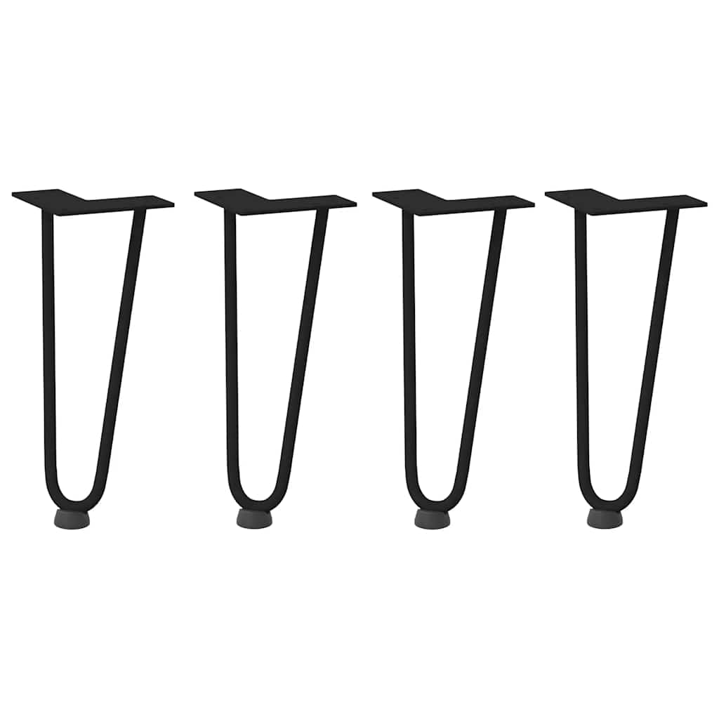 Gambe a forcina per tavolino 4 pz nere 30 cm in acciaio massiccio