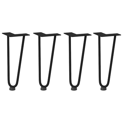 Gambe a forcina per tavolino 4 pz nere 30 cm in acciaio massiccio