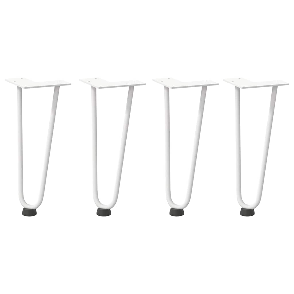 Gambe a forcina per tavolino 4 pz bianche 30 cm in acciaio massiccio