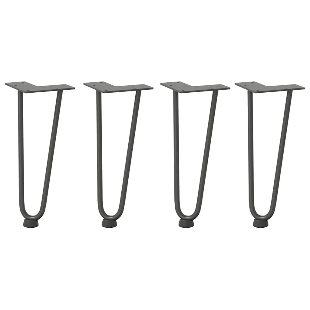 Gambe a forcina per tavolino 4 pz antracite 30 cm acciaio massiccio