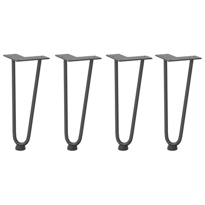 Gambe a forcina per tavolino 4 pz antracite 30 cm acciaio massiccio