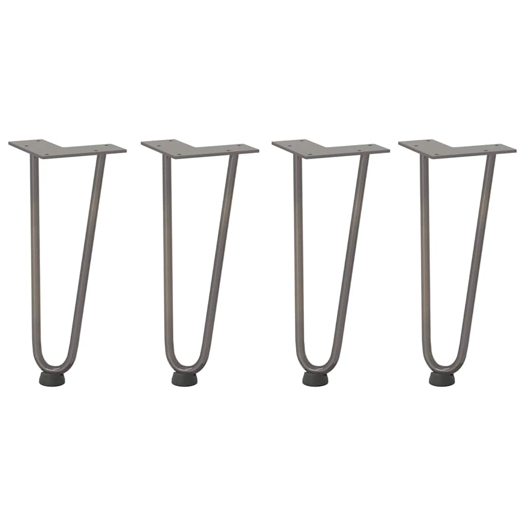 Gambe a forcina per tavolino 4 pz in acciaio naturale 30 cm in acciaio massiccio