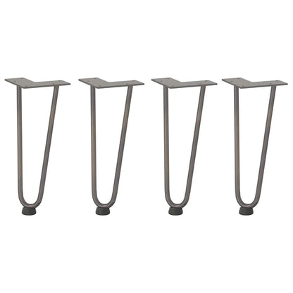 Gambe a forcina per tavolino 4 pz in acciaio naturale 30 cm in acciaio massiccio