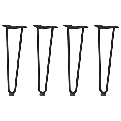Gambe a forcina per tavolino da caffÃƒÂ¨ 4 pz nere 42 cm in acciaio massiccio