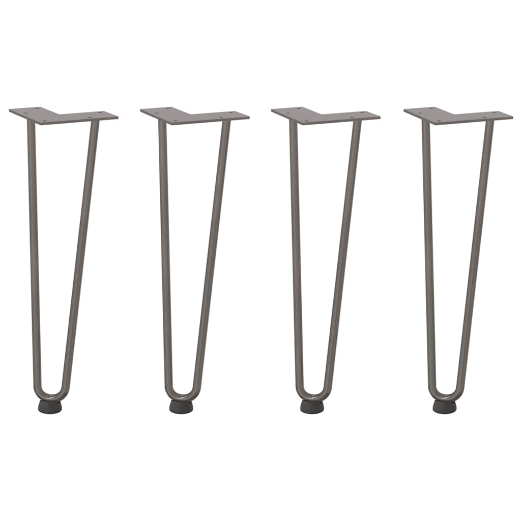 Gambe a forcina per tavolino 4 pz in acciaio naturale 42 cm in acciaio massiccio