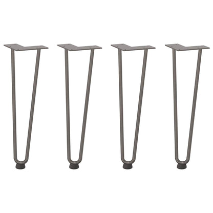 Gambe a forcina per tavolino 4 pz in acciaio naturale 42 cm in acciaio massiccio