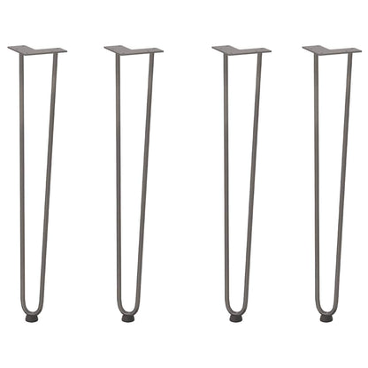 Gambe a forcina per tavoli consolle 4 pz in acciaio naturale 72 cm in acciaio massiccio