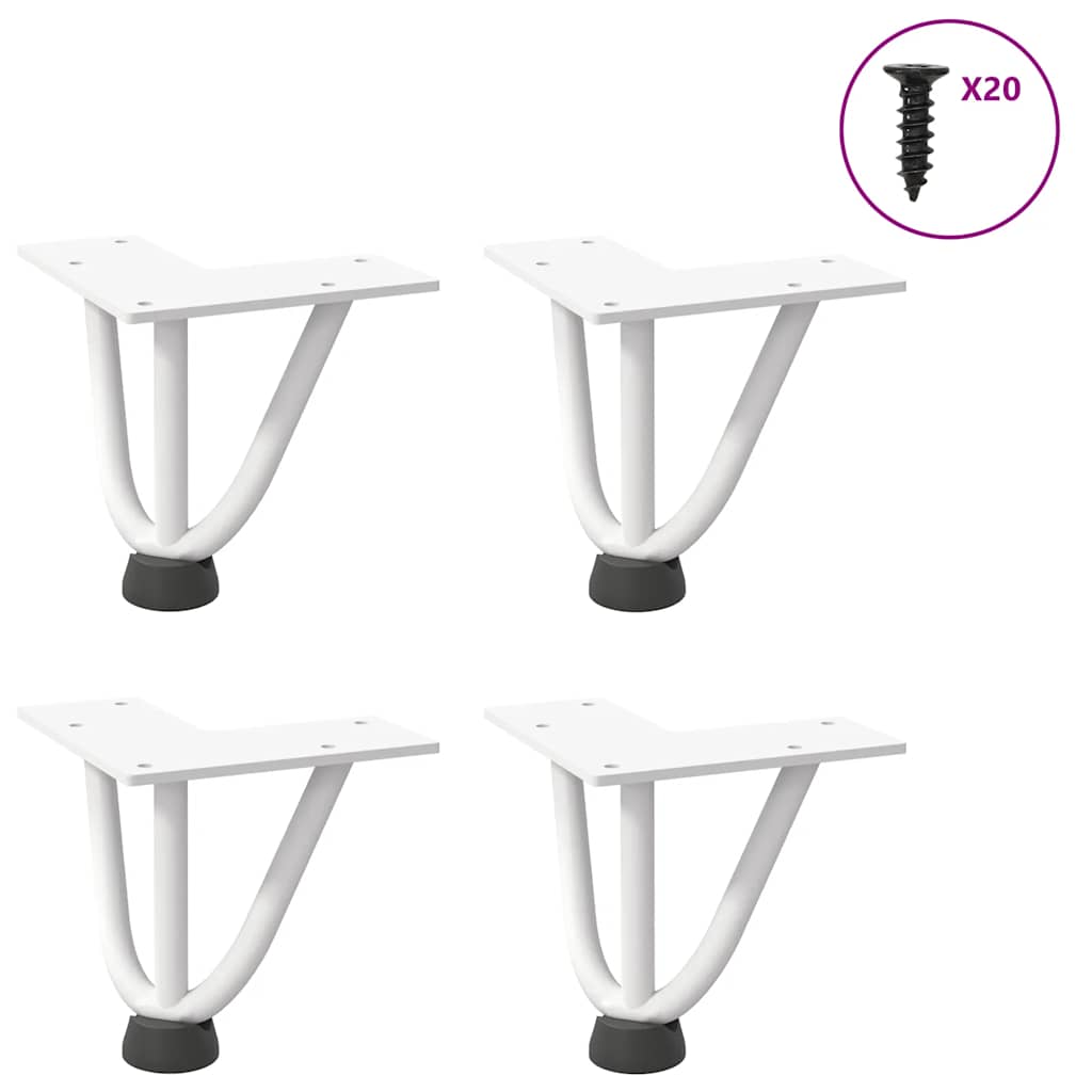 Gambe a forcina per tavolino 4 pz bianche 10 cm in acciaio massiccio