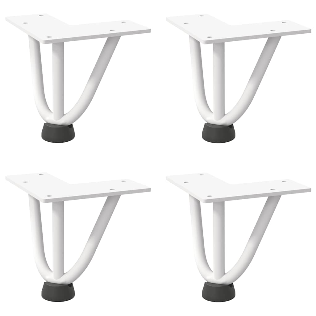 Gambe a forcina per tavolino 4 pz bianche 10 cm in acciaio massiccio