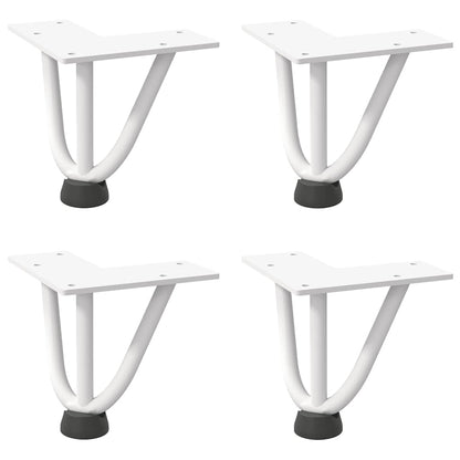 Gambe a forcina per tavolino 4 pz bianche 10 cm in acciaio massiccio