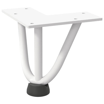 Gambe a forcina per tavolino 4 pz bianche 10 cm in acciaio massiccio