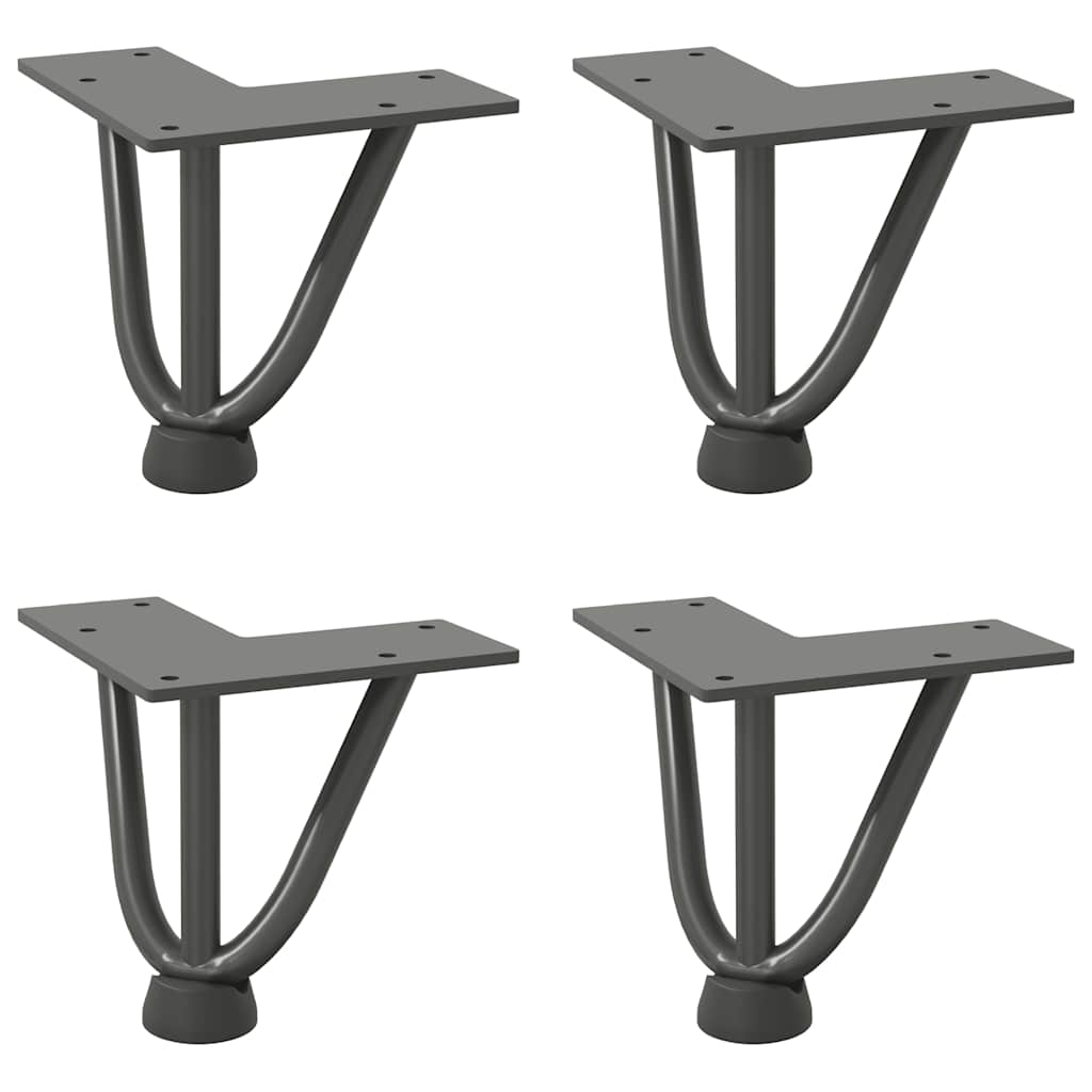 Gambe a forcina per tavolino 4 pz antracite 10 cm acciaio massiccio