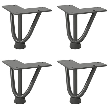 Gambe a forcina per tavolino 4 pz antracite 10 cm acciaio massiccio