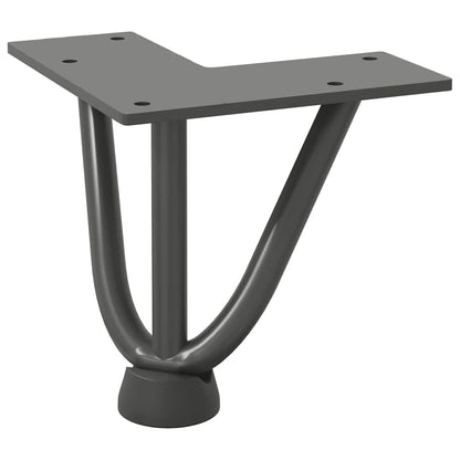 Gambe a forcina per tavolino 4 pz antracite 10 cm acciaio massiccio