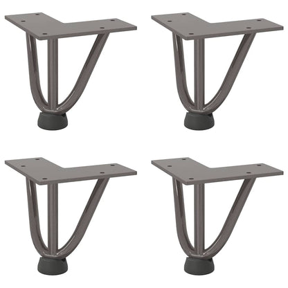 Gambe a forcina per tavolino 4 pz in acciaio naturale 10 cm in acciaio massiccio