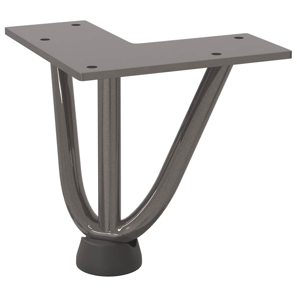 Gambe a forcina per tavolino 4 pz in acciaio naturale 10 cm in acciaio massiccio