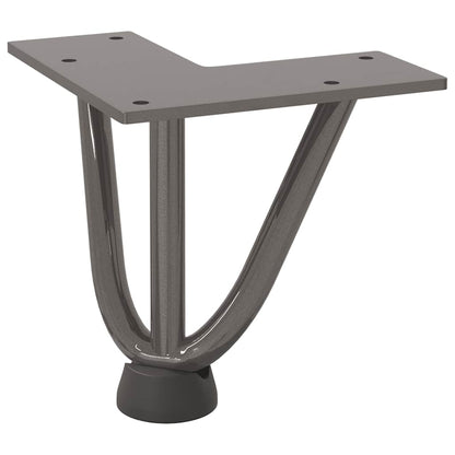 Gambe a forcina per tavolino 4 pz in acciaio naturale 10 cm in acciaio massiccio