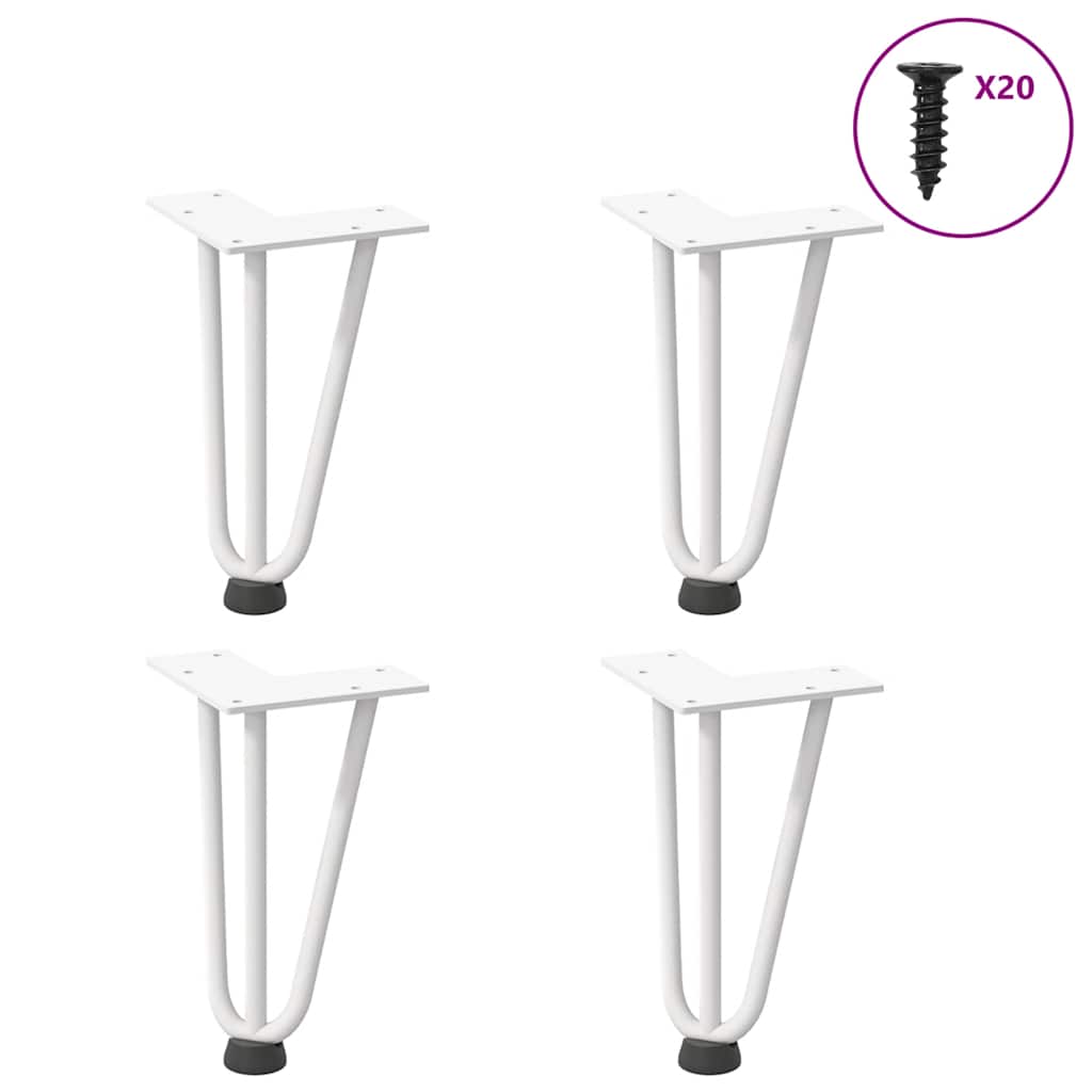 Gambe a forcina per tavolino 4 pz bianche 20 cm in acciaio massiccio
