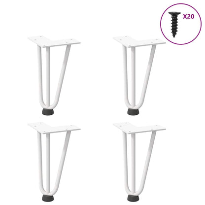 Gambe a forcina per tavolino 4 pz bianche 20 cm in acciaio massiccio