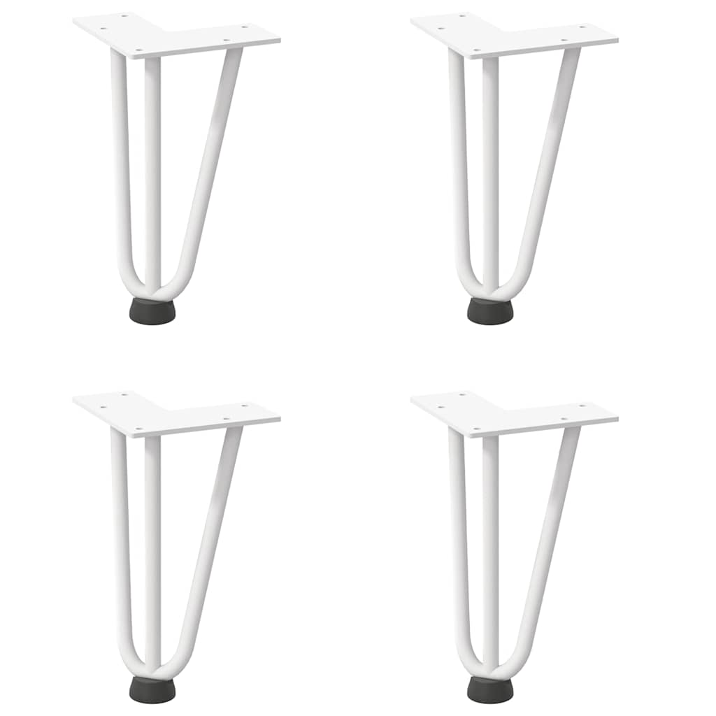 Gambe a forcina per tavolino 4 pz bianche 20 cm in acciaio massiccio