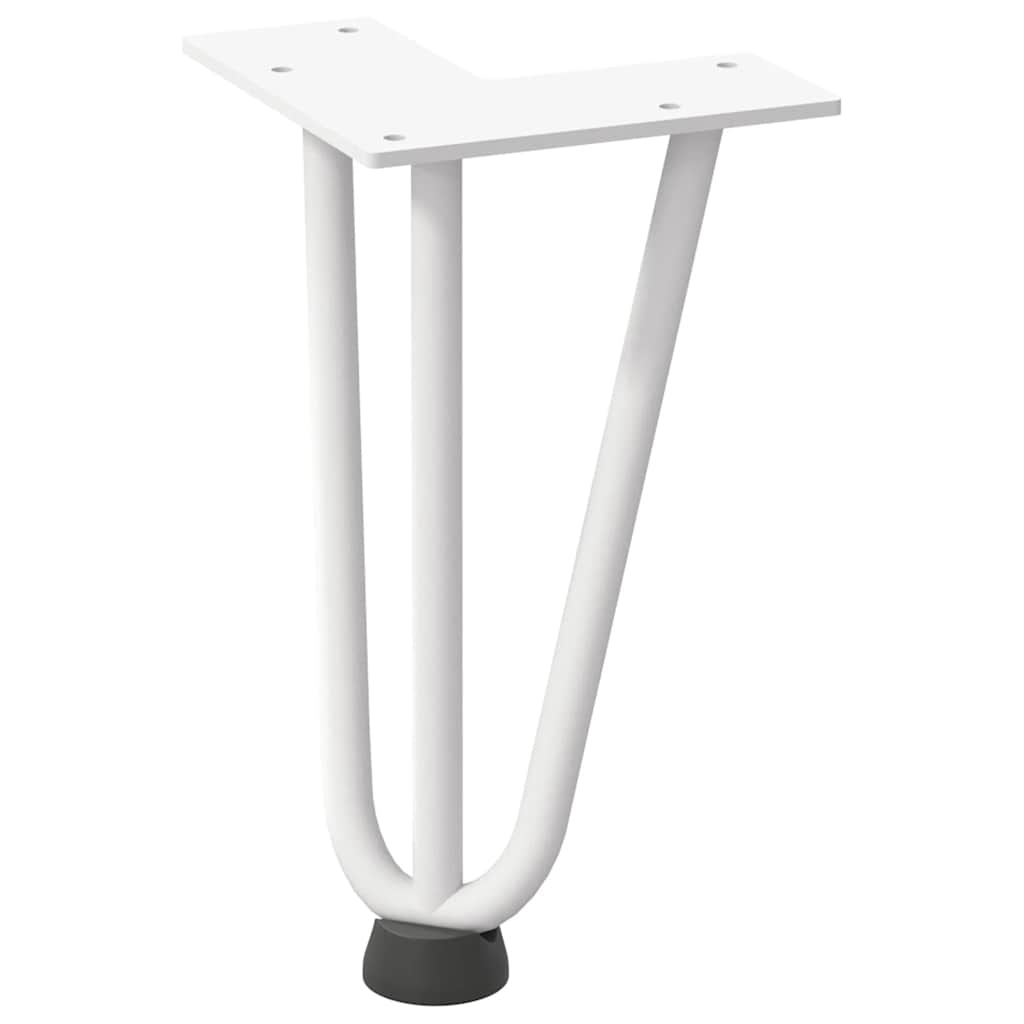 Gambe a forcina per tavolino 4 pz bianche 20 cm in acciaio massiccio