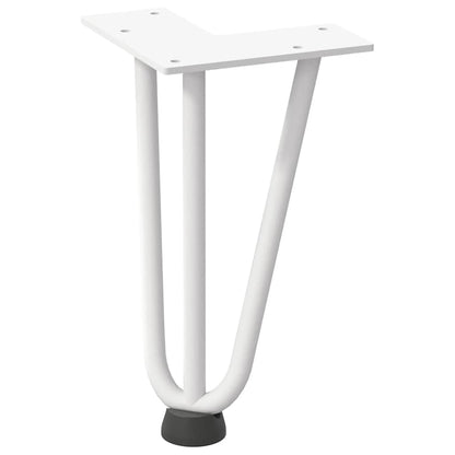 Gambe a forcina per tavolino 4 pz bianche 20 cm in acciaio massiccio