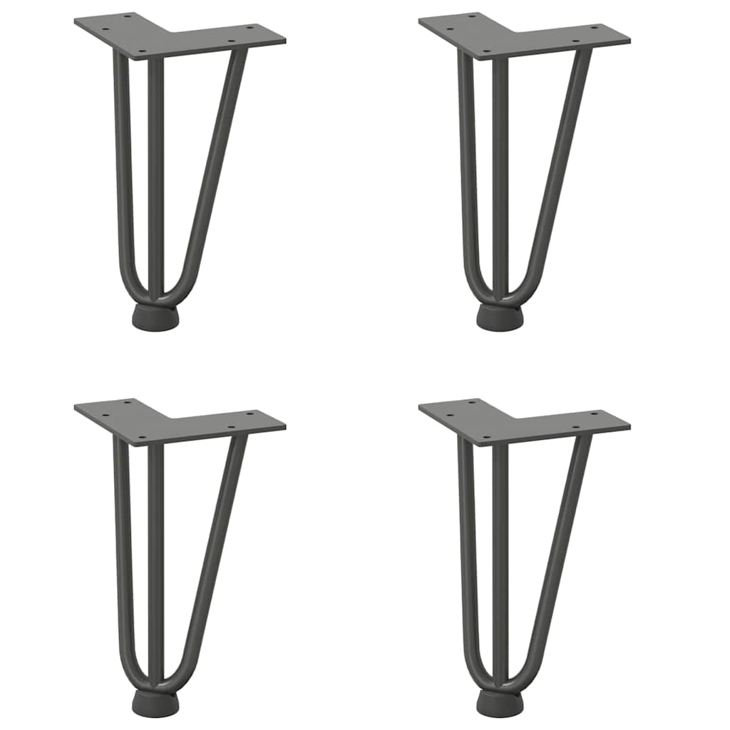 Gambe a forcina per tavolino 4 pz antracite 20 cm acciaio massiccio