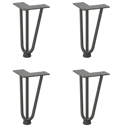 Gambe a forcina per tavolino 4 pz antracite 20 cm acciaio massiccio