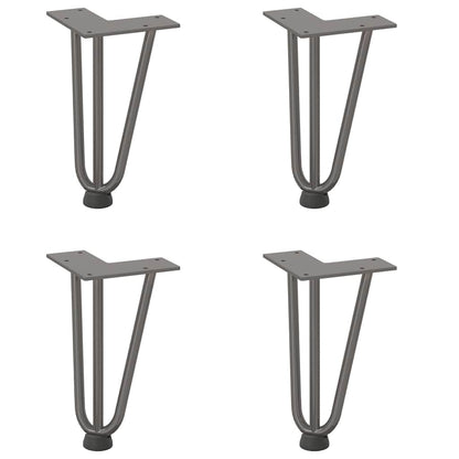 Gambe a forcina per tavolino 4 pz in acciaio naturale 20 cm in acciaio massiccio