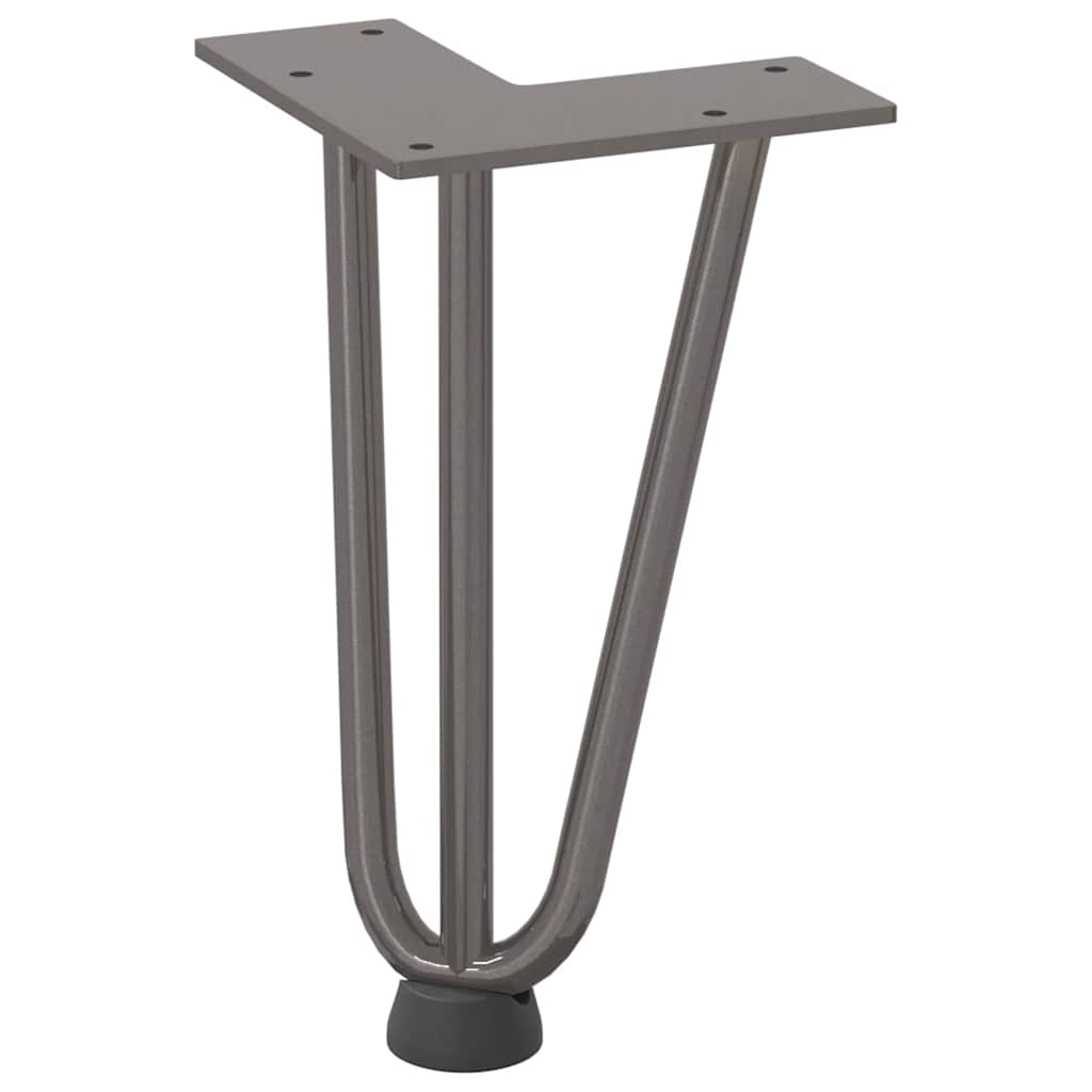 Gambe a forcina per tavolino 4 pz in acciaio naturale 20 cm in acciaio massiccio
