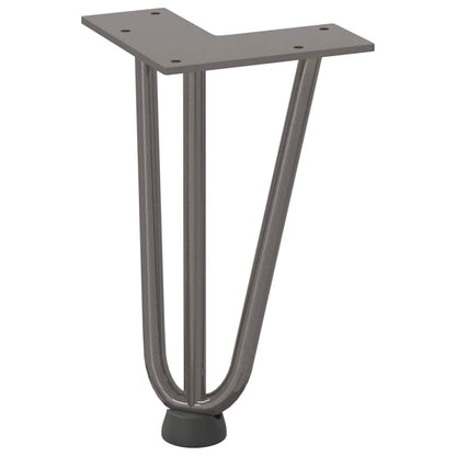 Gambe a forcina per tavolino 4 pz in acciaio naturale 20 cm in acciaio massiccio