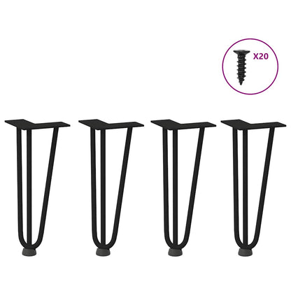 Gambe a forcina per tavolino 4 pz nere 30 cm in acciaio massiccio