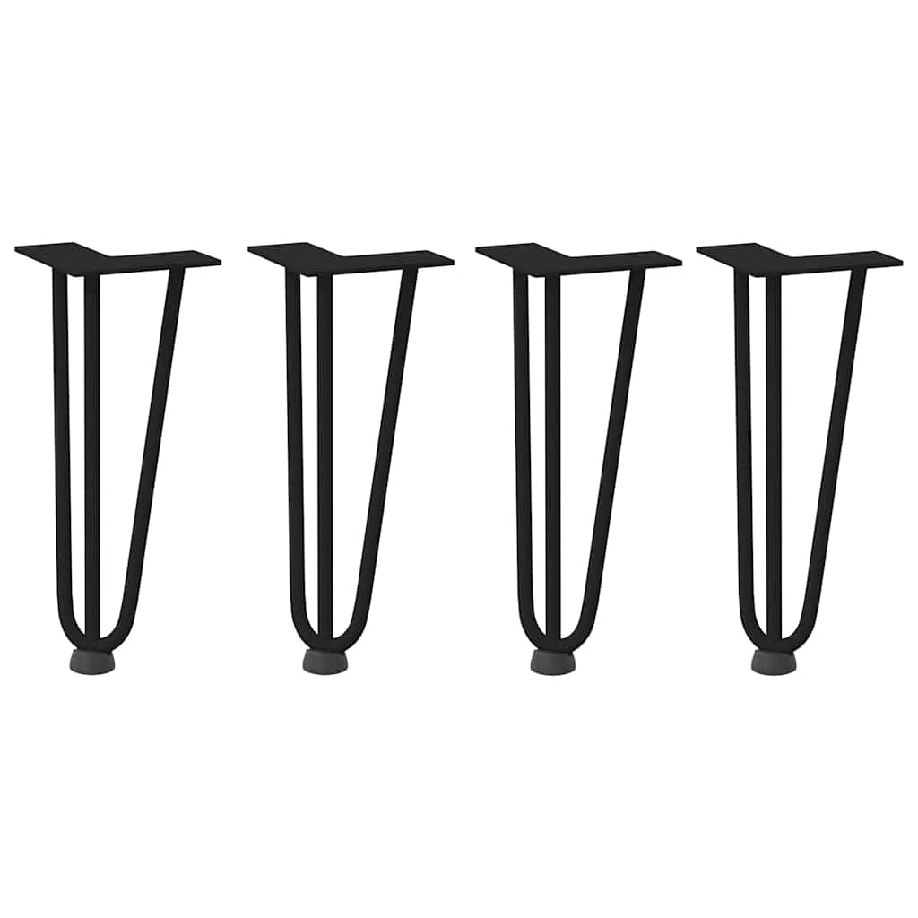 Gambe a forcina per tavolino 4 pz nere 30 cm in acciaio massiccio