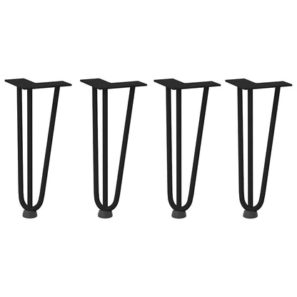 Gambe a forcina per tavolino 4 pz nere 30 cm in acciaio massiccio