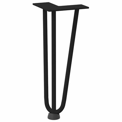 Gambe a forcina per tavolino 4 pz nere 30 cm in acciaio massiccio
