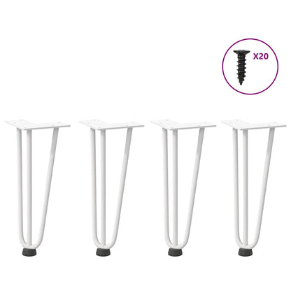 Gambe a forcina per tavolino 4 pz bianche 30 cm in acciaio massiccio