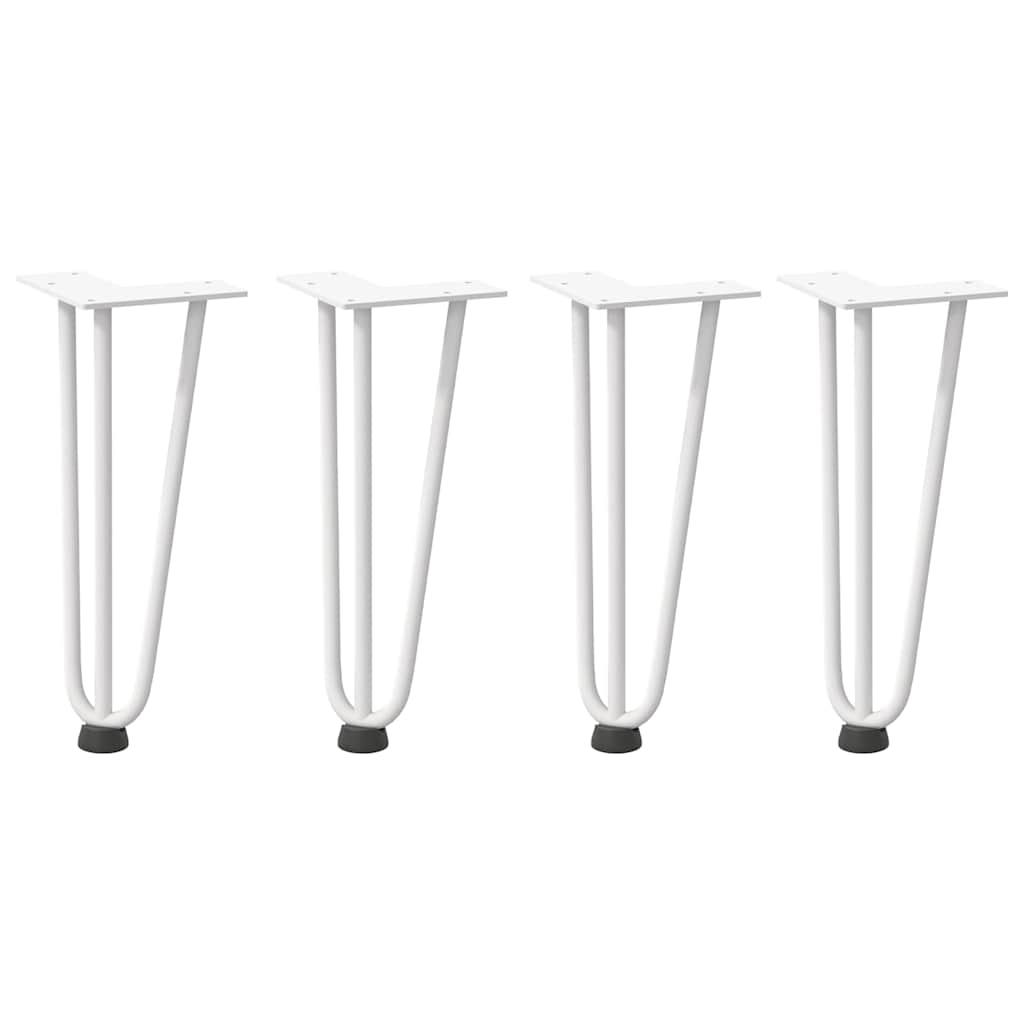 Gambe a forcina per tavolino 4 pz bianche 30 cm in acciaio massiccio