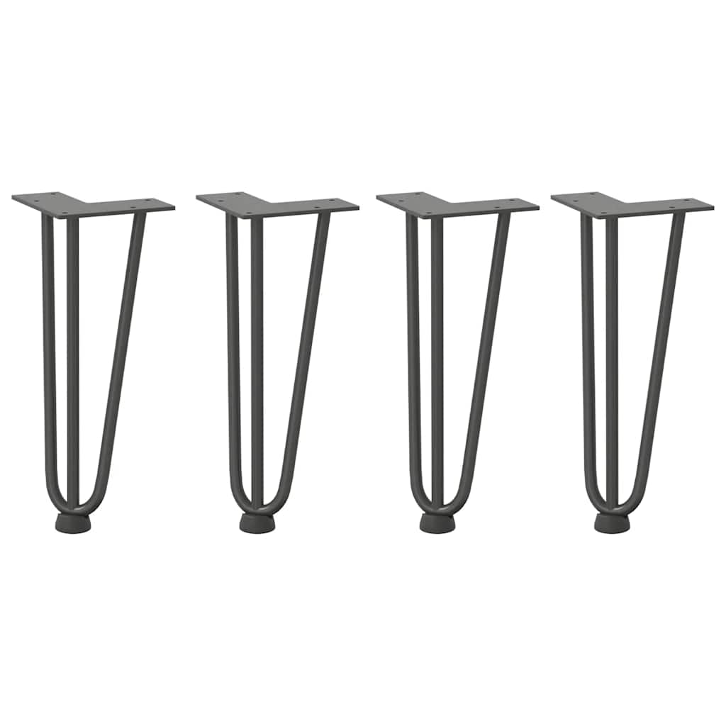 Gambe a forcina per tavolino 4 pz antracite 30 cm acciaio massiccio
