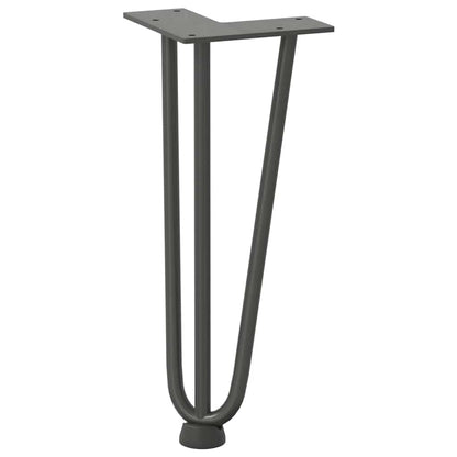 Gambe a forcina per tavolino 4 pz antracite 30 cm acciaio massiccio