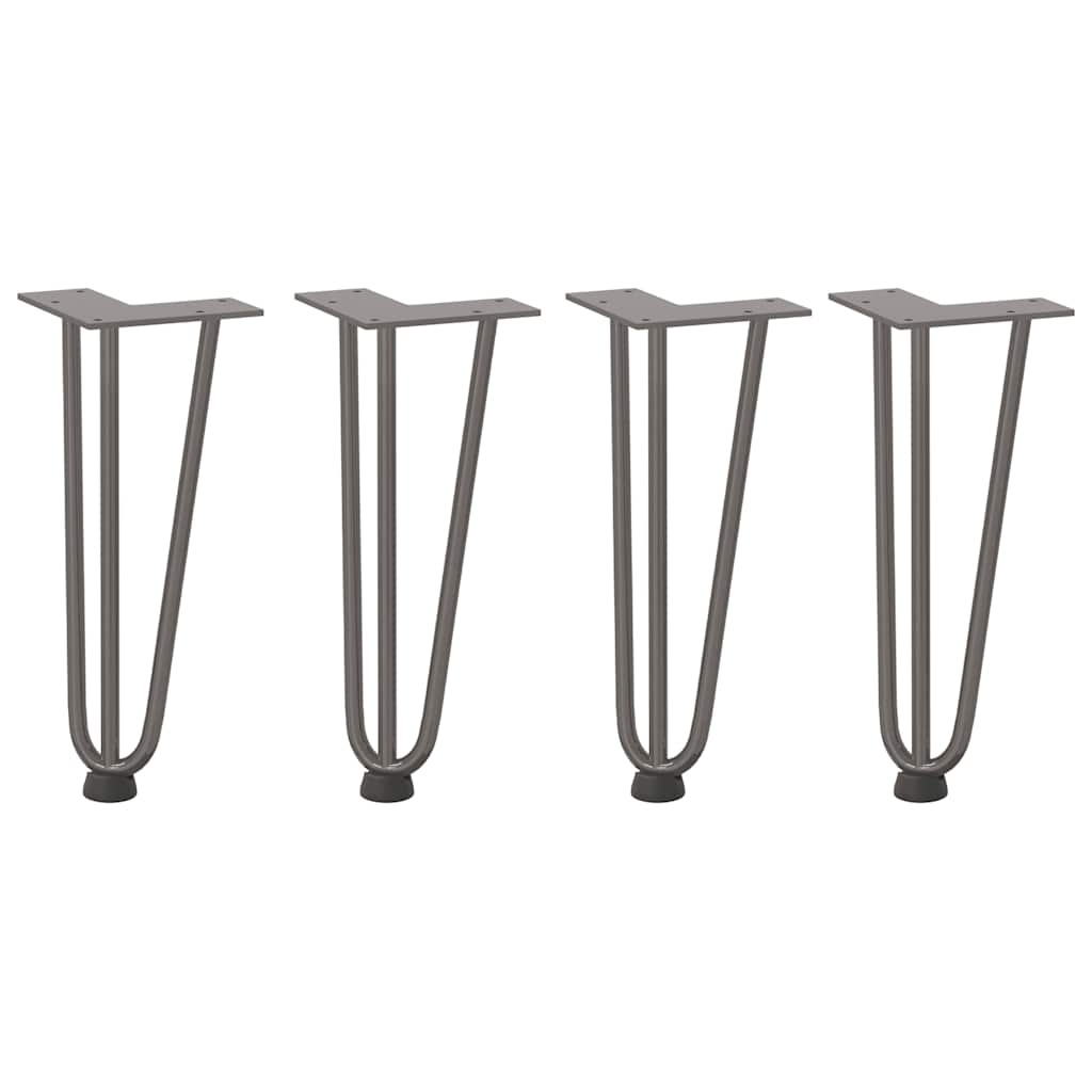 Gambe a forcina per tavolino 4 pz in acciaio naturale 30 cm in acciaio massiccio