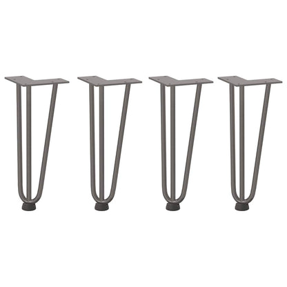 Gambe a forcina per tavolino 4 pz in acciaio naturale 30 cm in acciaio massiccio